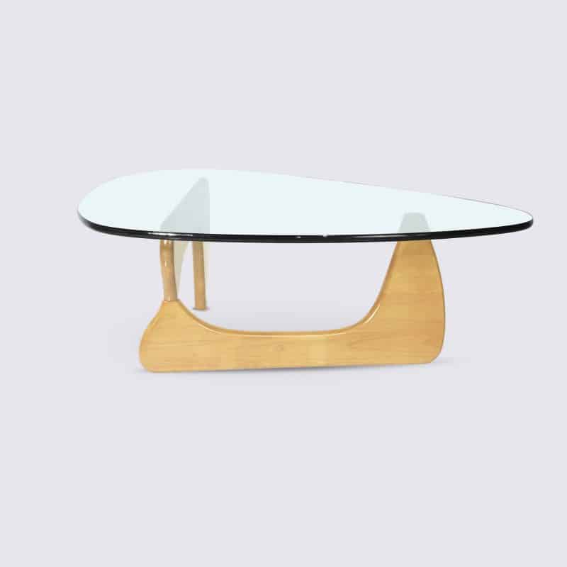 Design Salontafel in Natuurlijk Hout en Glas Noguchi Noguche replica origineel exemplaar