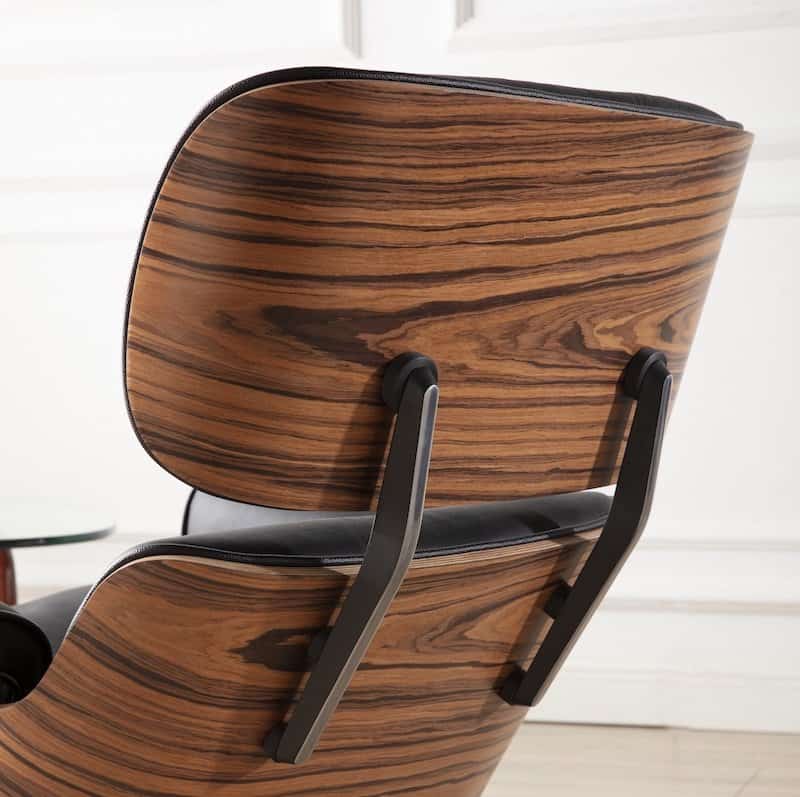 sillón eames otomano de madera de palisandro con protección UV