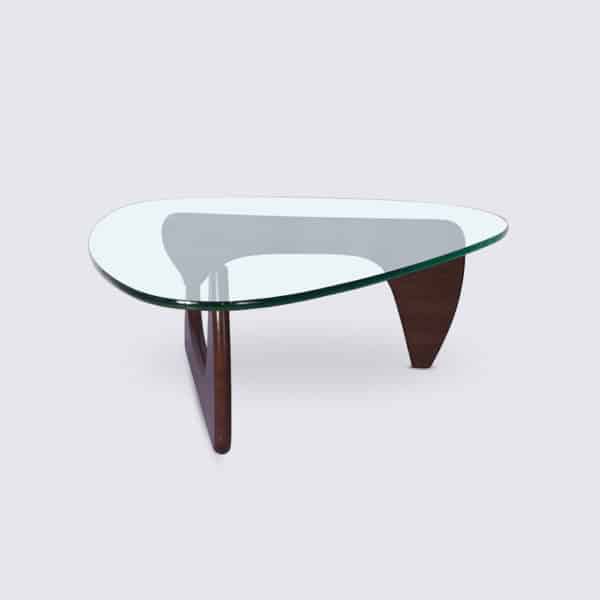 copie table basse noguchi en bois noyer foncé en verre design moderne salon luxe replica isamu noguchi
