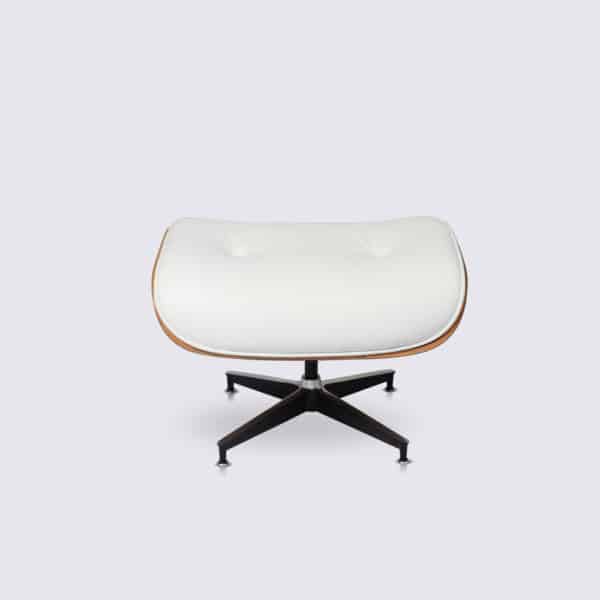 copie fauteuil lounge eams ottoman cuir italien blanc bois de palissandre replica repose pied eames