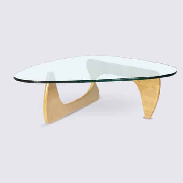 Table Basse Verre Design Trempé 19MM Style Noguchi Salon Pieds Bois -  Cdiscount Maison
