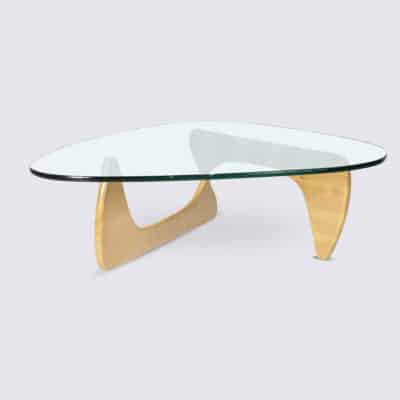 replica table basse design luxe noguchi bois frêne clair en verre design moderne salon design copie isamu noguchi