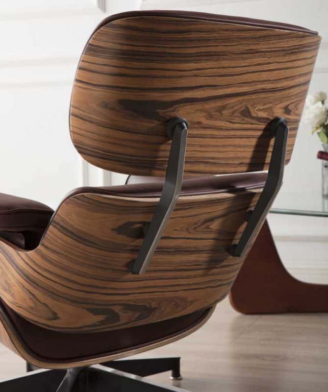 Fauteuil Lounge Chair et Ottoman en Cuir Marron et Bois de Palissandre Eames UV protection