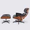 Sedia da salotto e ottomana in pelle nera premium ANILINE e versione alta in palissandro Stefano XL - immagine 2