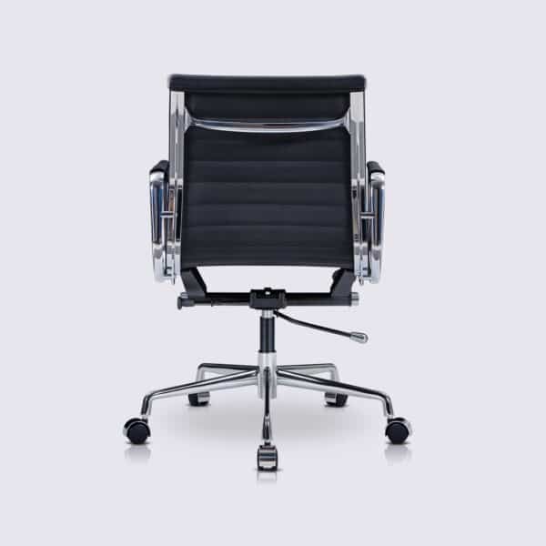 fauteuil de bureau design eames alu EA117 en cuir noir roulettes