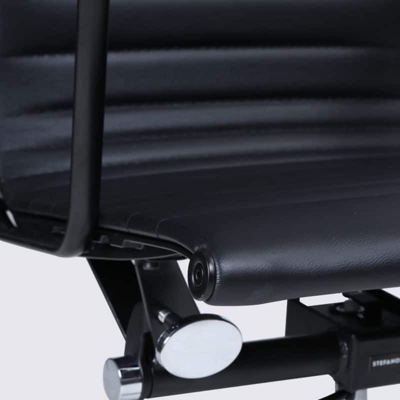 fauteuil de bureau eames design cuir noir alu noir style ea117