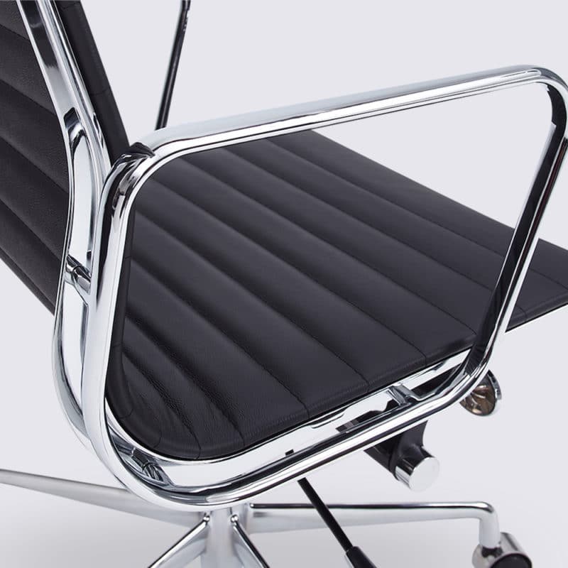 copie chaise de bureau avec roulettes ergonomique confortable design cuir noir alu noir replica chaise ea117 eames