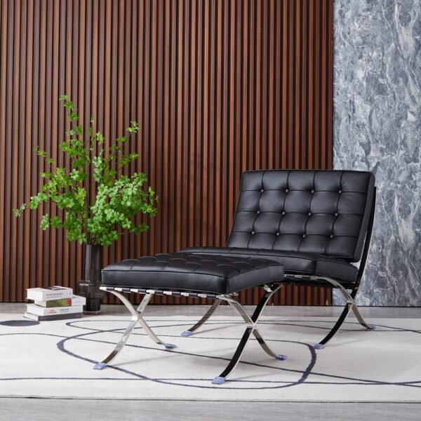 fauteuil barcelona réplique cuir noir chaise knoll fauteuil salon design
