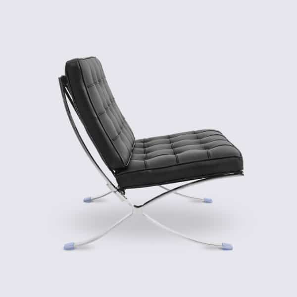 fauteuil barcelona réplique cuir noir ottoman repose pieds pouf copie chaise barcelona knoll fauteuil design