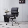 Office chair in black full grain leather, polished aluminum arms and castors - Alberto - Image 8