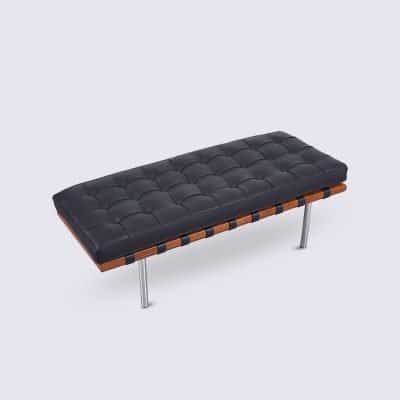 banc d'entrée capitoné d'intérieur banquette en cuir noir design réplique fauteuil barcelona mies van der rohe