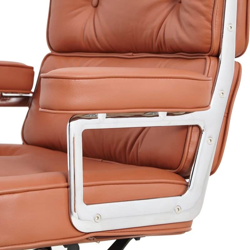 chaise de bureau confort ergonomique design en cuir cognac camel confortable imitation eames lobby ES104