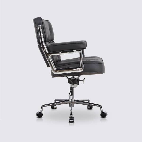 chaise de bureau confort moderne ergonomique design en cuir noir confortable replica eames lobby ES104