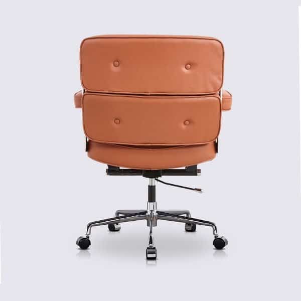 chaise de bureau ergonomique design en cuir cognac camel confortable imitation eames lobby ES104 avec roulette