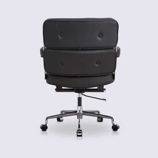 chaise de bureau ergonomique design en cuir noir confortable imitation eames lobby ES104 avec roulette