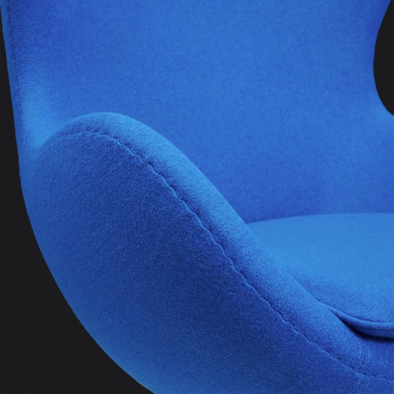 fauteuil egg sur pied design salon pivotant oeuf cachemire bleu réplique egg chair arne jacobsen