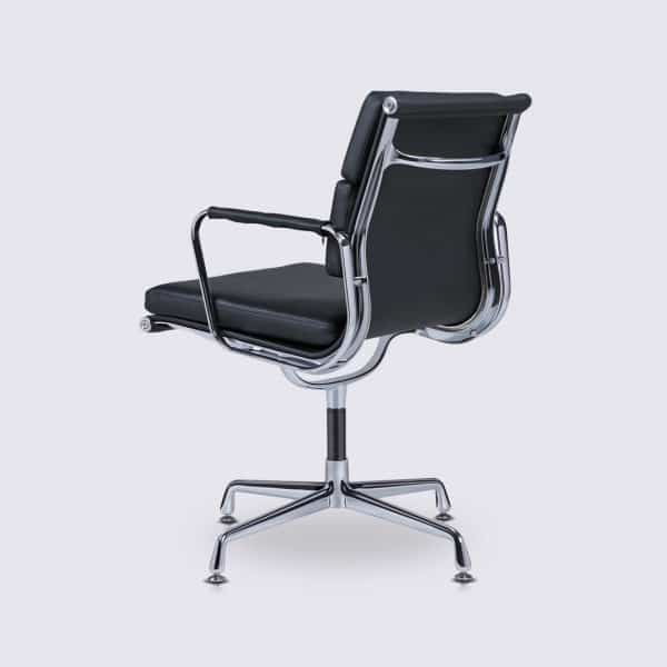 fauteuil de bureau base fixe copie eames soft pad ea208 en cuir noir