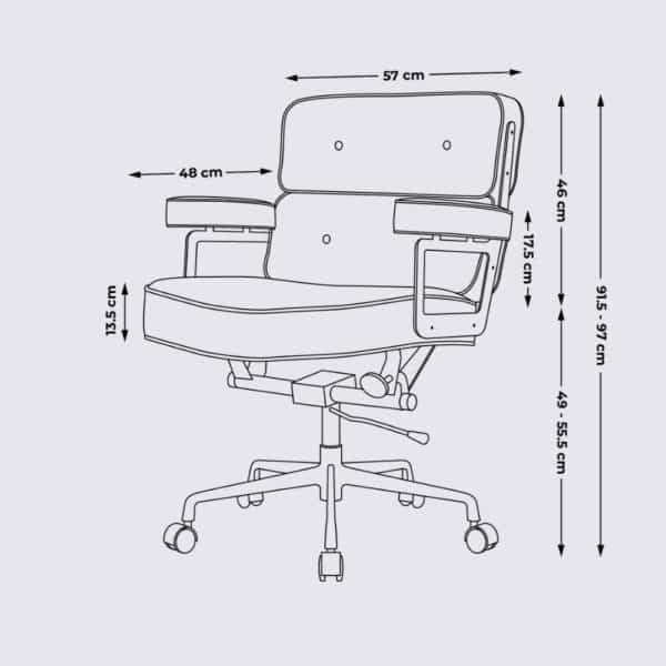 chaise de bureau confortable ergonomique design confort en cuir imitation eames lobby ES104 avec roulette dimensions