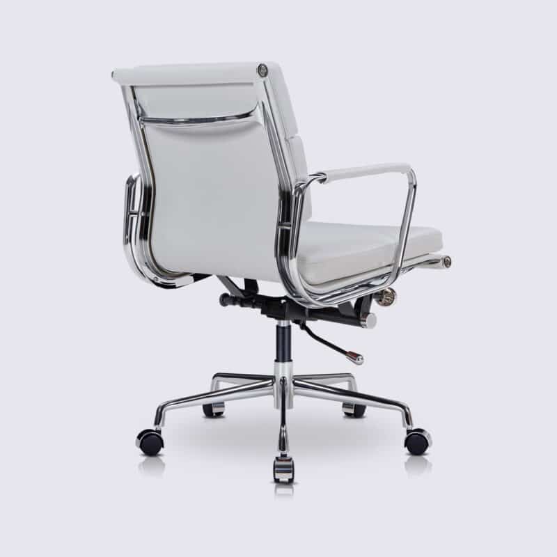 chaise de bureau moderne eames cuir blanc soft pad avec roulette