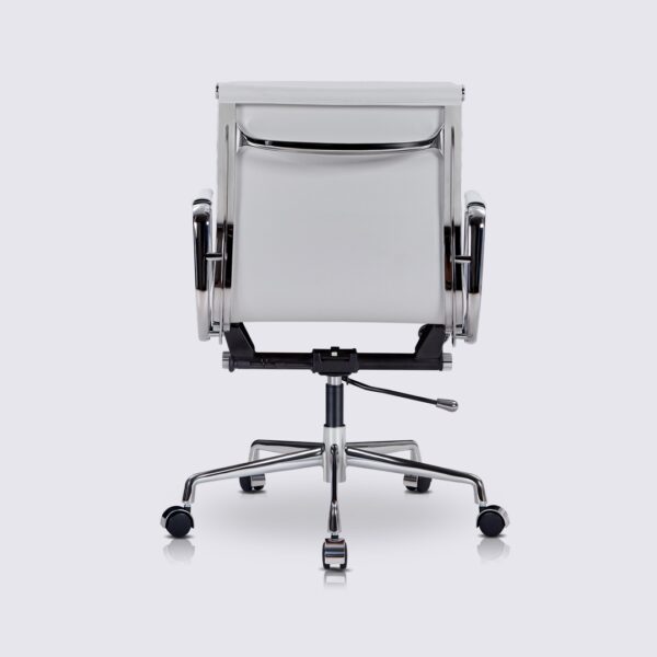chaise de bureau ergonomique eames cuir blanc soft pad avec roulette