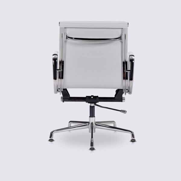 fauteuil de bureau design eames cuir blanc soft pad pied fixe
