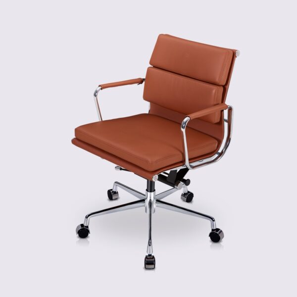 chaise de bureau design cuir cognac soft pad ea217