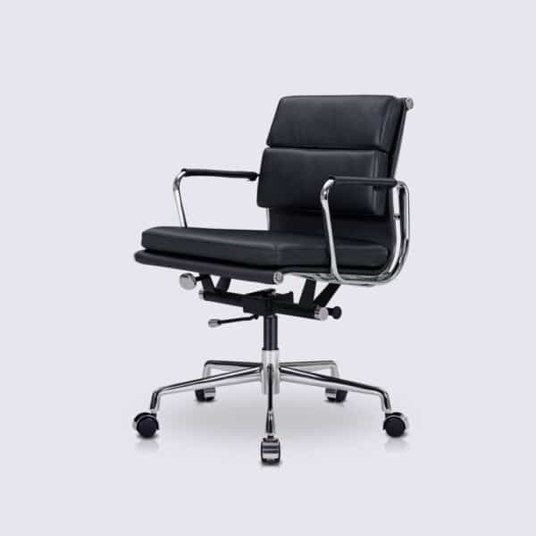 chaise de bureau eames scandinave design cuir noir soft pad ea217 design