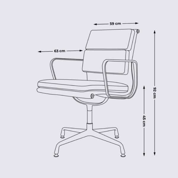 chaise de bureau ergonomique comfortable design sans roulette base fixe copie eames soft pad ea208 en cuir noir dimensions
