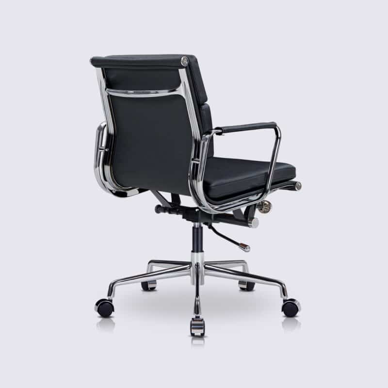 chaise de bureau style eams ergonomique design cuir noir soft pad avec roulette 4