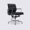 eames style office chair ergonomic design black leather soft pad fixed legs