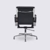 Office chair in black full grain leather, polished aluminum arms and castors - Alberto - Image 7