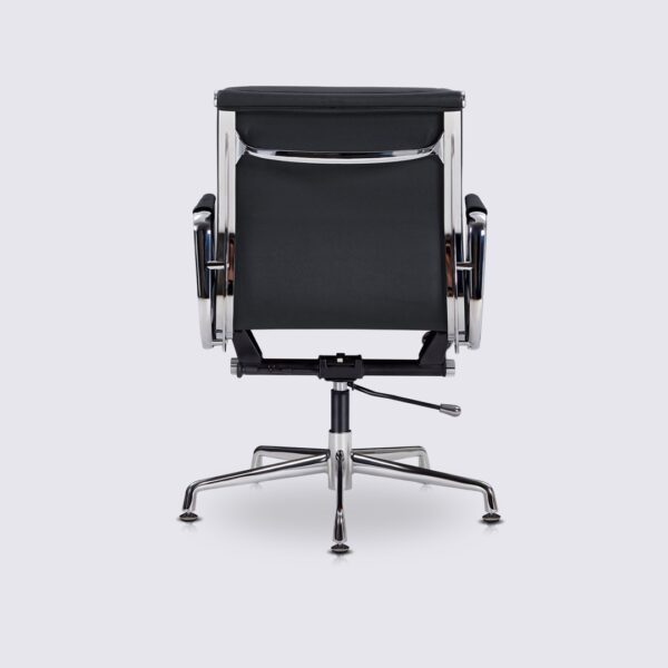fauteuil de bureau style eames ergonomique design cuir noir soft pad pieds fixes