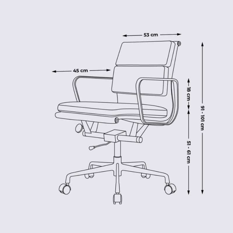 dimensions chaise de bureau ergonomique confortable design cuir noir replica chaise de bureau soft pad ea217 a roulette eames