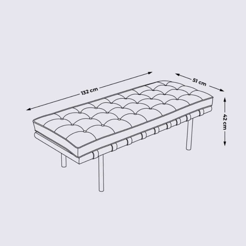 dimensions banc d'entrée capitoné d'intérieur banquette en cuir copie fauteuil barcelona stefano design