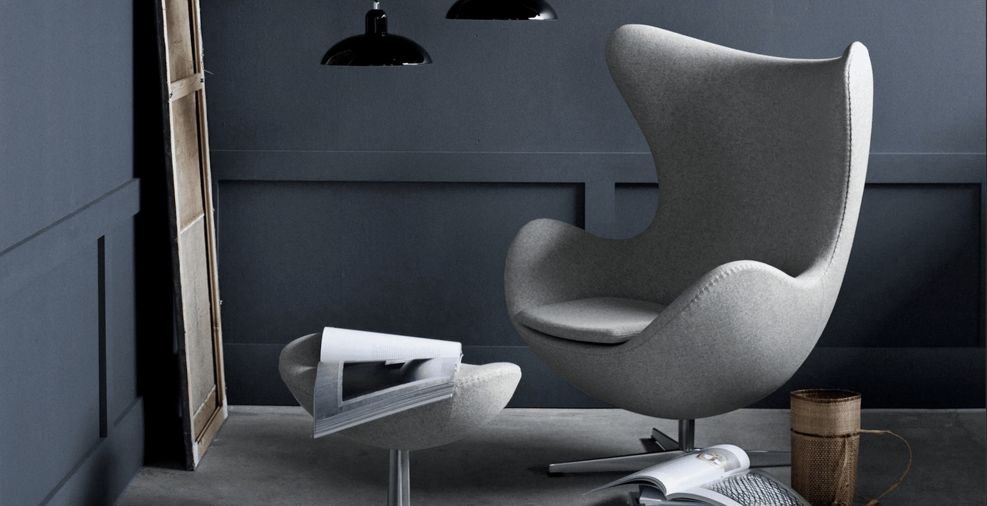 fauteuil egg sur pieds design pivotant en cachemire gris copie egg chair arne jacobsen salon