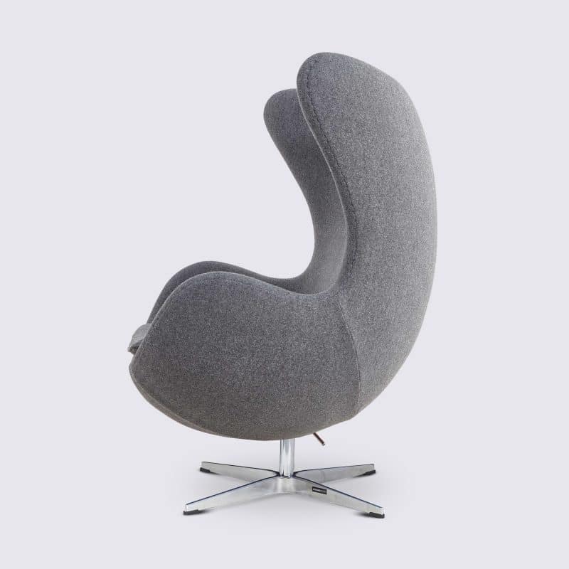 fauteuil egg jacobsen design pivotant en cachemire gris replica egg chair arne jacobsen