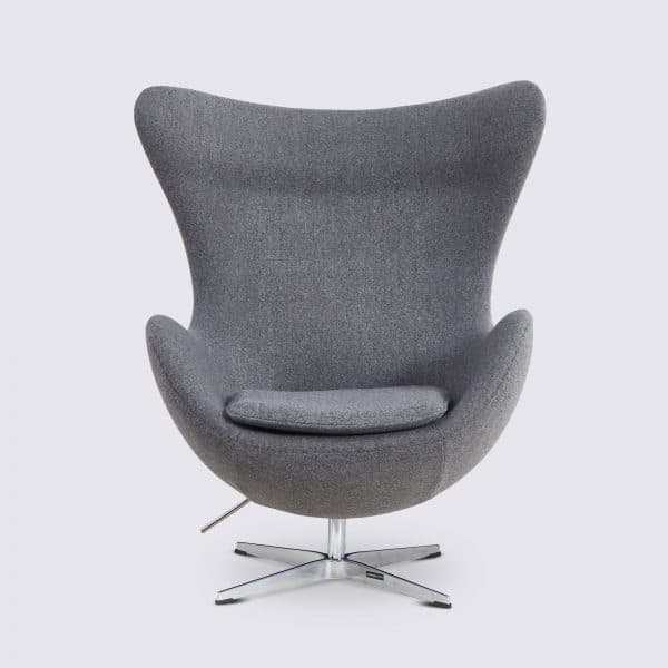 fauteuil egg jacobsen design pivotant en cachemire gris imitation egg chair arne jacobsen