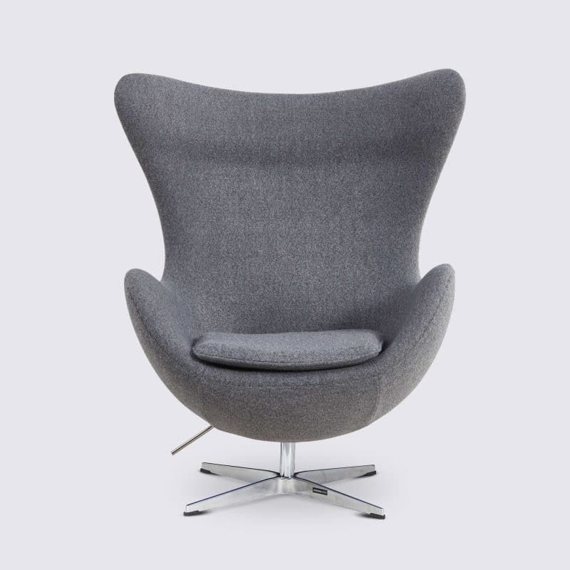 fauteuil egg jacobsen design pivotant en cachemire gris imitation egg chair arne jacobsen