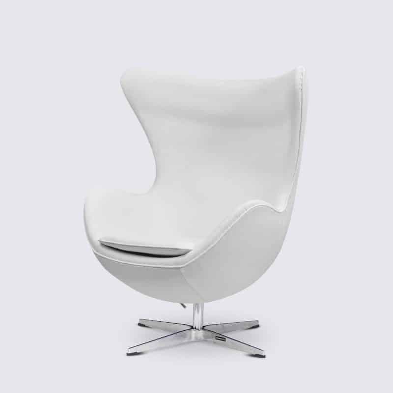 fauteuil egg sur pied design moderne pivotant oeuf cuir blanc imitation fauteuil arne jacobsen egg chair