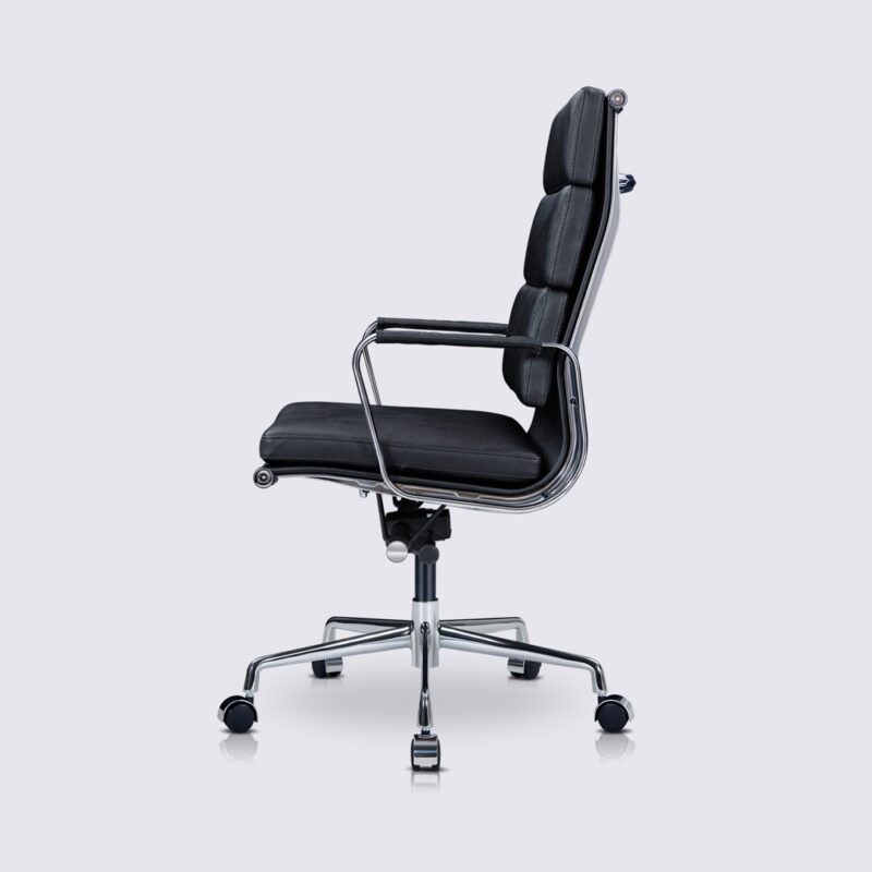 chaise de bureau moderne dossier haut cuir noir eames soft pad ea219