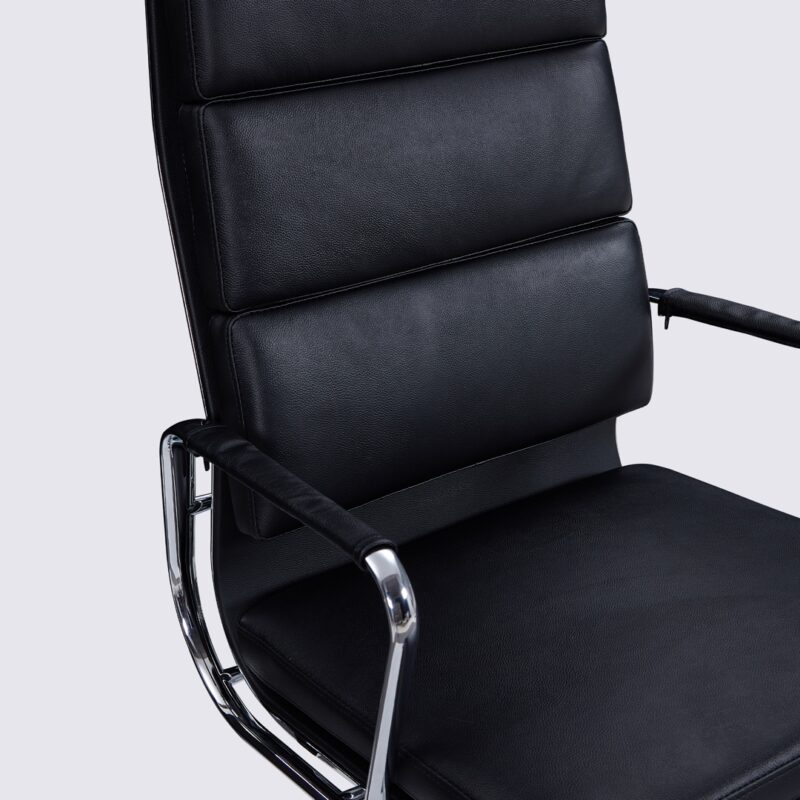 chaise de bureau eames dossier haut cuir noir soft pad ea219