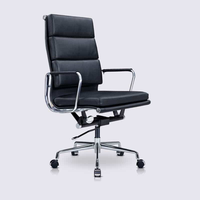 chaise de bureau moderne dossier haut cuir noir eames soft pad ea219
