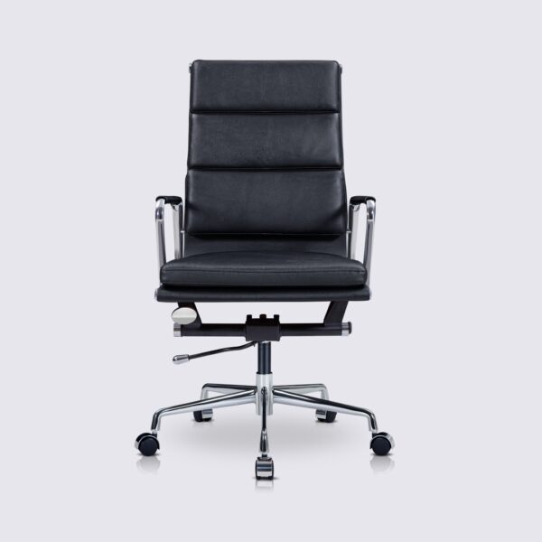 chaise de bureau design dossier haut cuir noir eames soft pad ea219
