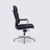 Office chair in black full grain leather, polished aluminium arms and castors - Alberto - Image 7