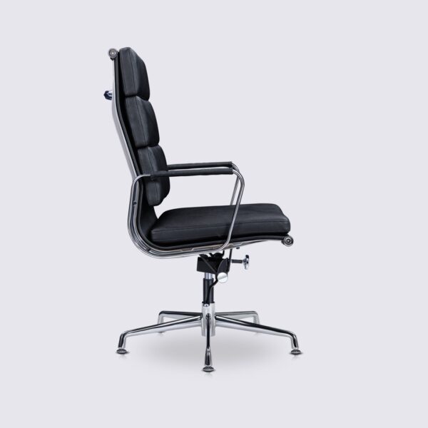 fauteuil de bureau ergonomique dossier haut cuir noir eames soft pad ea219 base fixe
