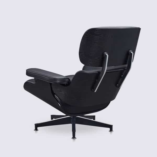 réplica sillón charles eames con otomana cuero anilina negro madera de fresno