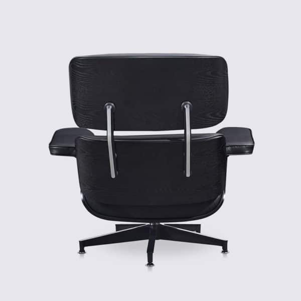 sillón imitación charles eames cuero anilina negro madera de fresno negro