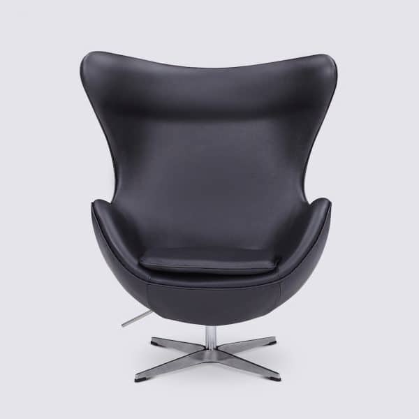 fauteuil arne jacobsen egg chair sur pied design moderne pivotant oeuf cuir noir italien copie fauteuil jacobsen