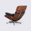 Stefano Lounge Chair e Otomana em pele preta de grão integral, pau-rosa e base de alumínio polido - Image 4