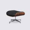 Stefano Lounge Chair e Otomana em pele preta de grão integral, pau-rosa e base de alumínio polido - Image 6